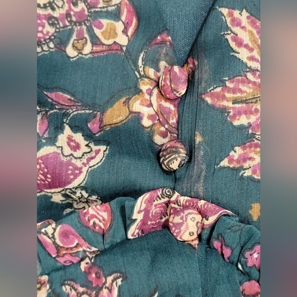 Band Of The Free Run The World Pine Paisley Empire Waist Midi Dress Size XS - Picture 10 of 13